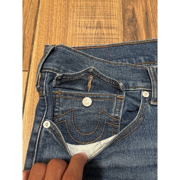True Religion Jeans Mens 42x32 Blue Ricky Relaxed Straight Flap Pockets Denim - Picture 5 of 9